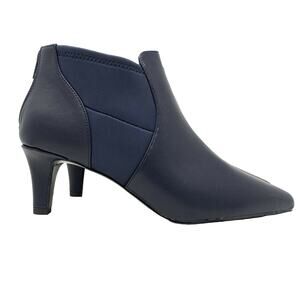 Easy Street Saint Faux Leather Ankle Boot Navy 10W